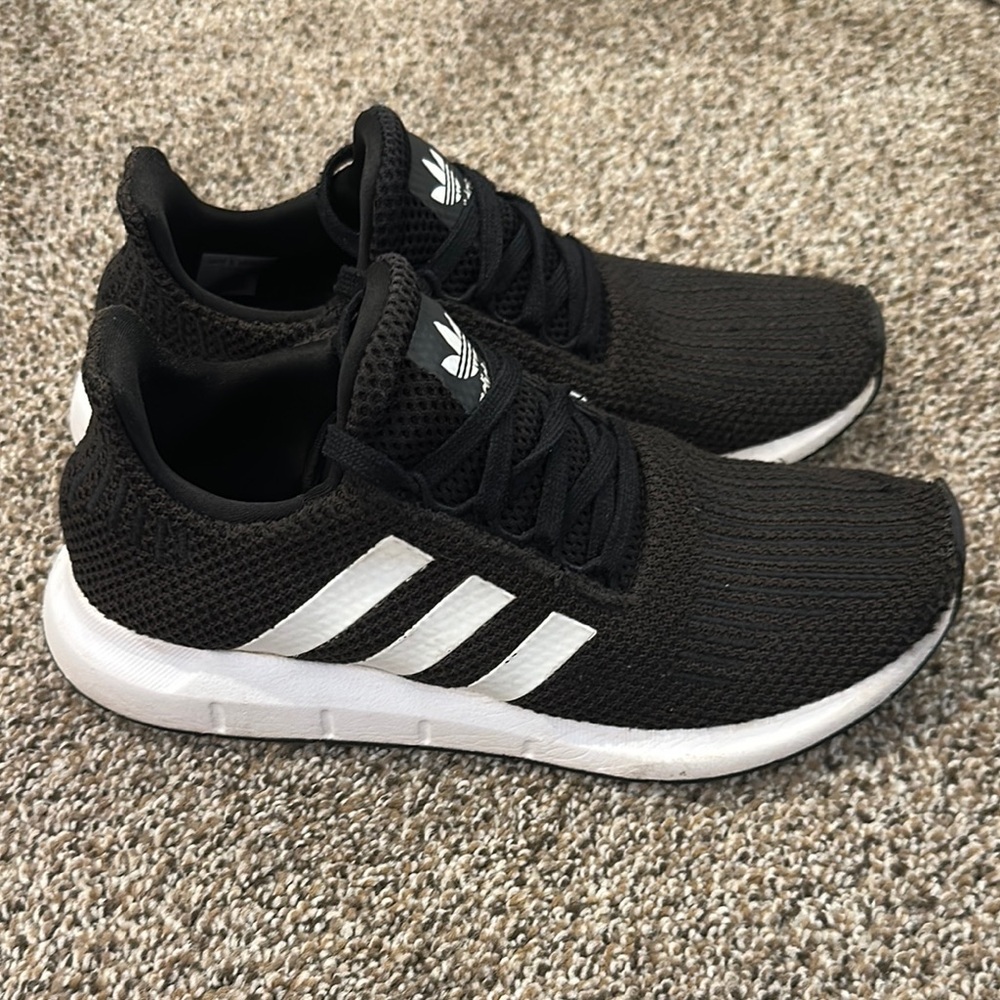 Adidas Core Black with White Stripes Sneakers